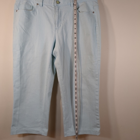 Talbots women's Capri jeans, blue/green, size 12 - Picture 2 of 7